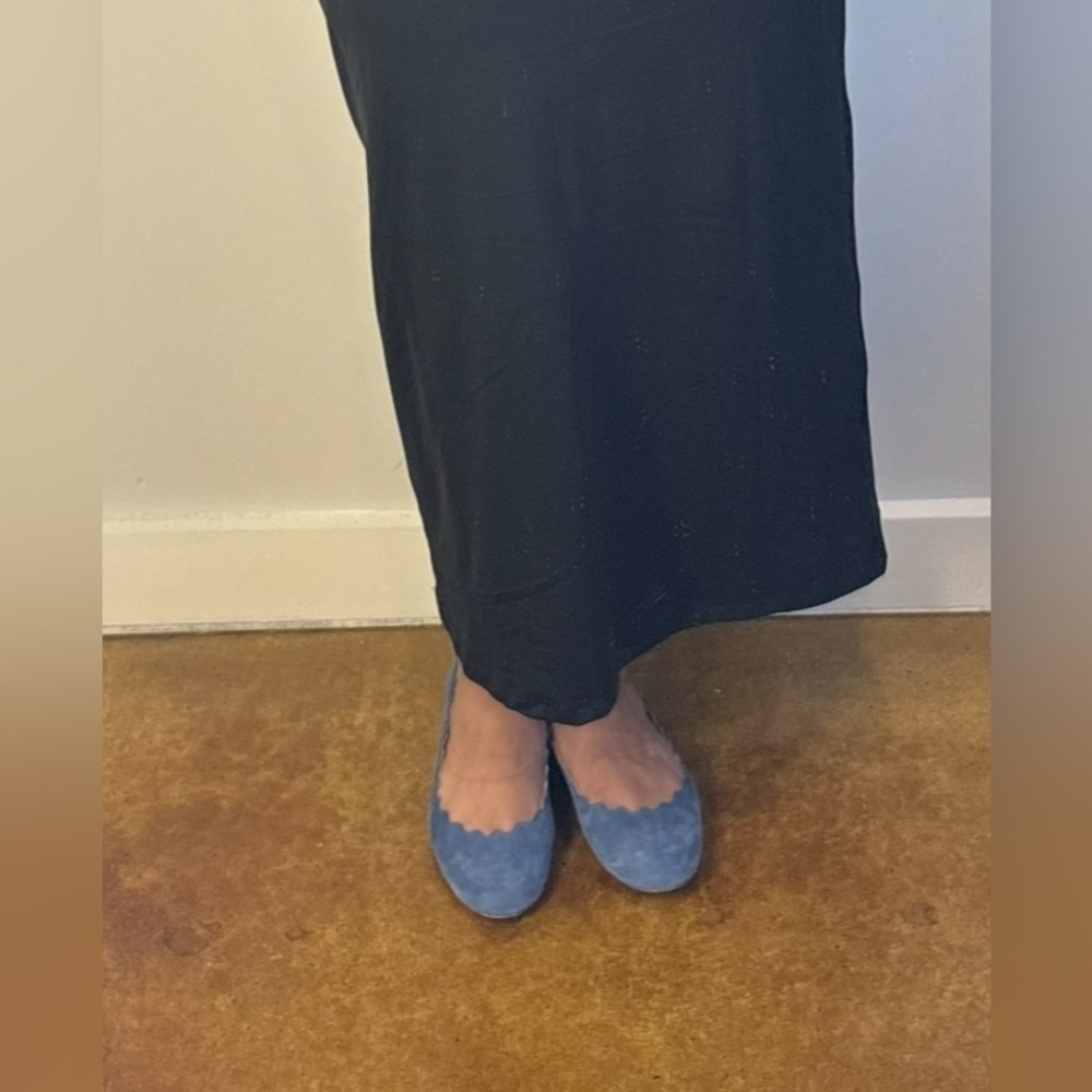 Chloé Blue Scalloped Women's Flats - Picture 3 of 4